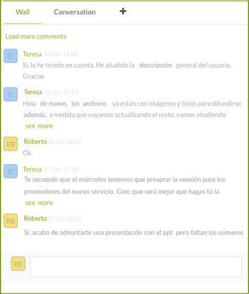 Chat de actividad en Sinnaps.