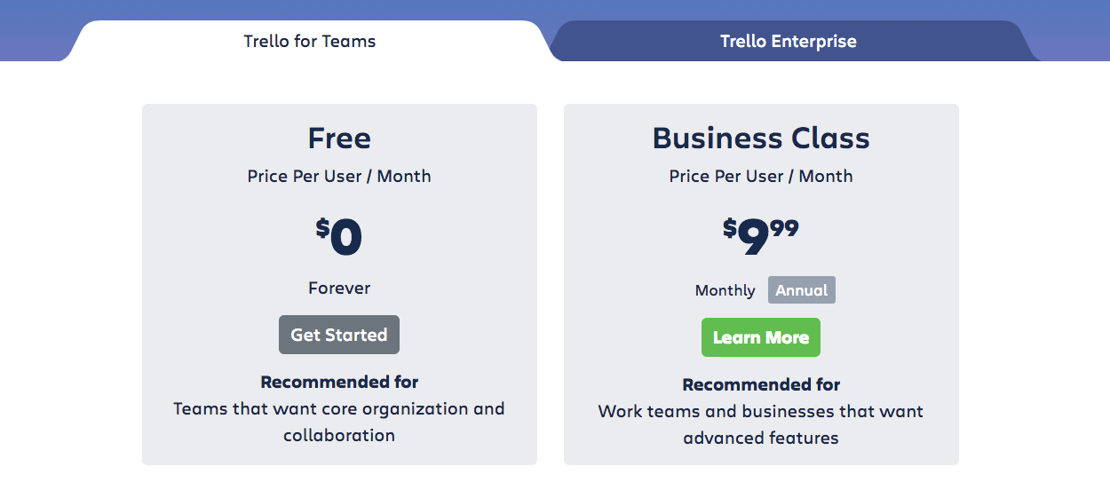 trello pricing